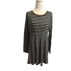 Umgee Medium Striped black dress casual elbow patch equestrian western old money